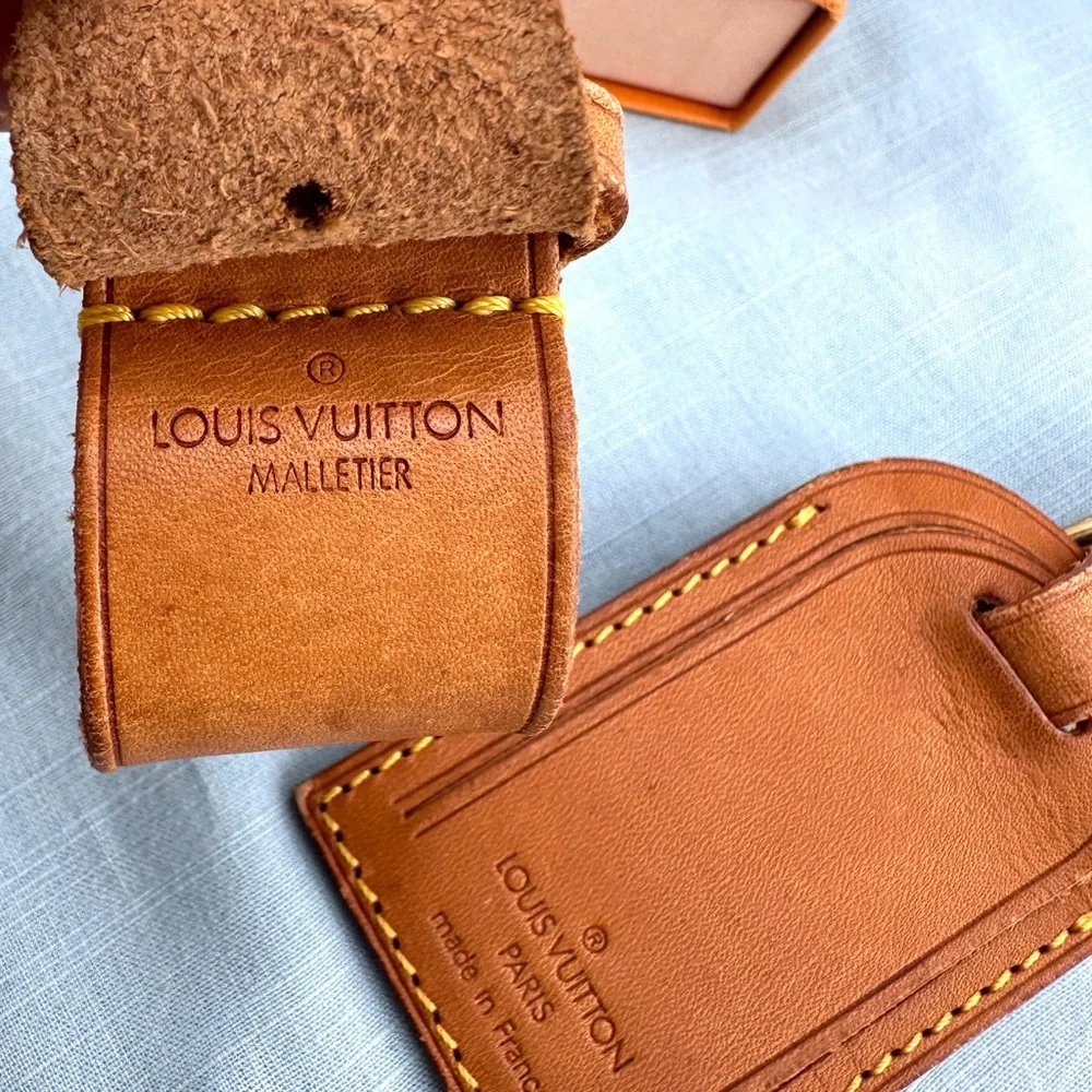 AUTHENTIC Vachetta Leather Luggage tag and loop